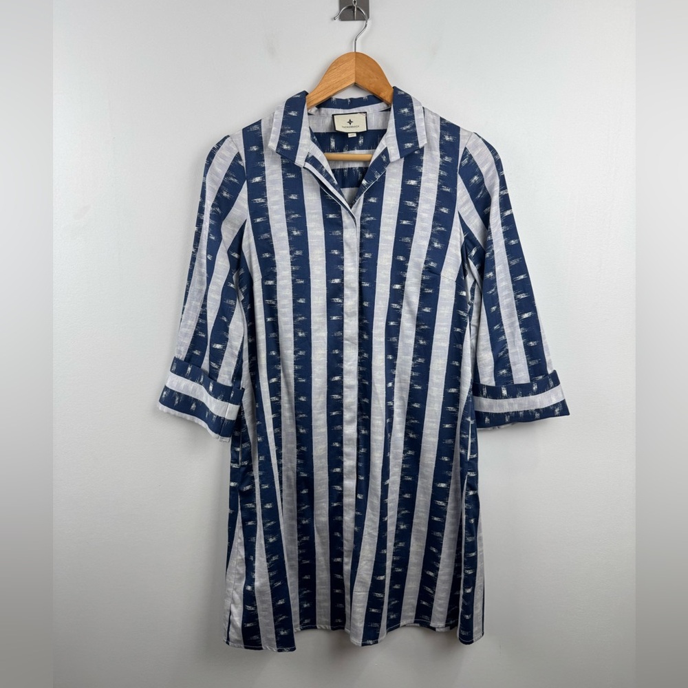 Tuckernuck Women Stillwater Stripe Charlie Shirt Dress Stand Collar Size XS